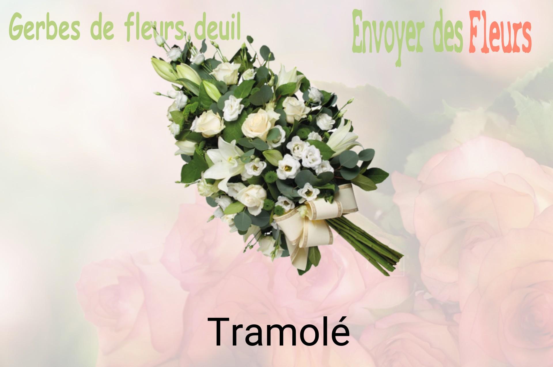 Gerbe de fleurs de deuil livrée à Tramolé